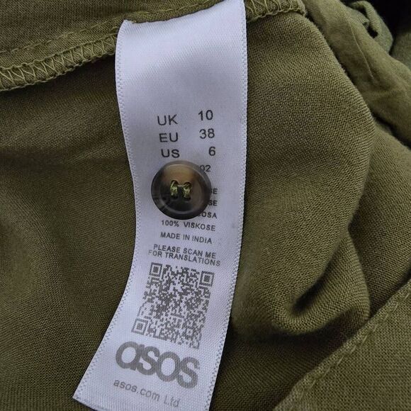 asos Olive Green Pleated Button Midi Skirt - Picture 4 of 4